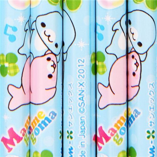blue Mamegoma seals lucky clover pencil set 12pcs from Japan