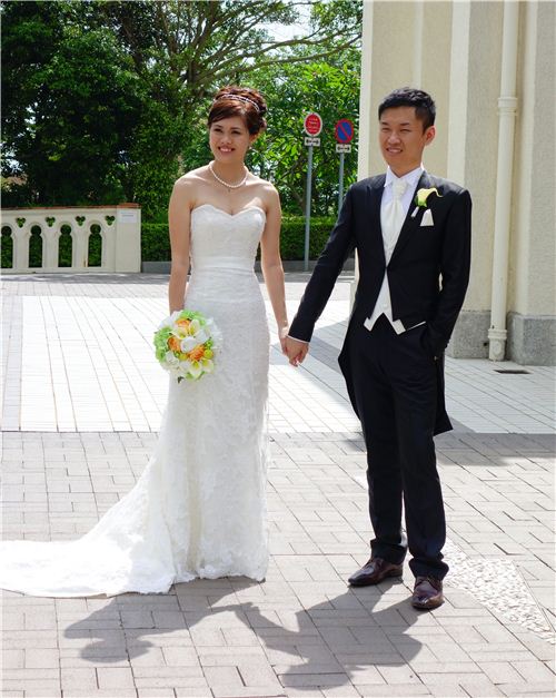 The beautiful bride and groom on their wedding day