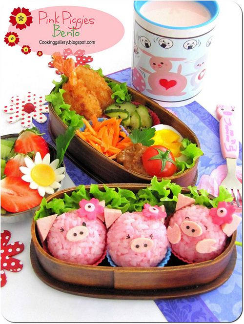 Adorable little piggies bento by Cooking-Gallery