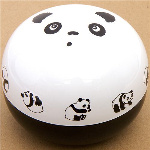 big round panda bear face Bento Box lacquer lunch box