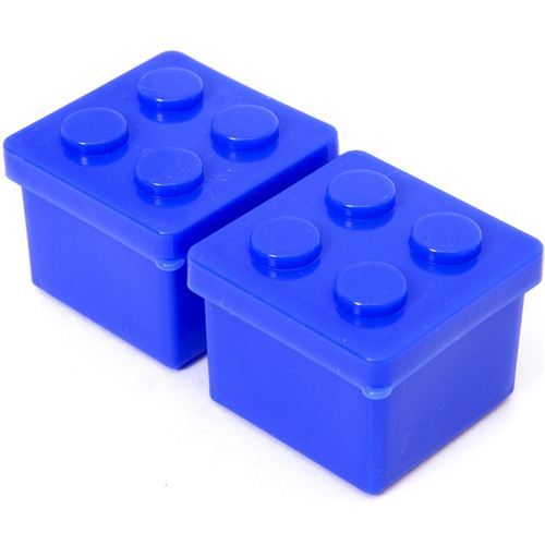 2 blue building block sauce container for Bento Box