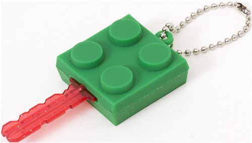 funny green building block key cover charm