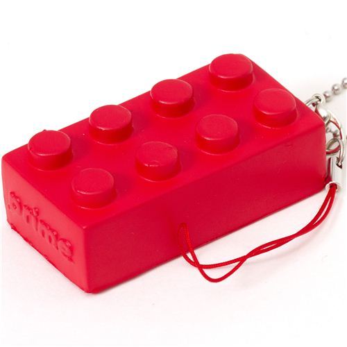 funny red squishie building block phone strap