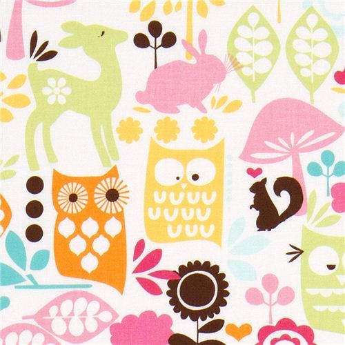 Michael Miller fabric forest life with owl deer rabbit