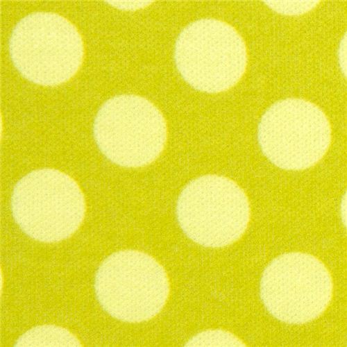 green Michael Miller knit fabric Ta Dot green dots