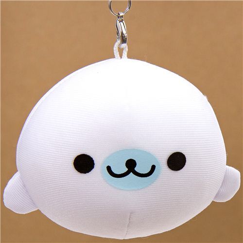 white Mamegoma baby seal squeezable charm