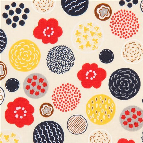 cream Cosmo fabric with circles and flowers