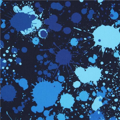 navy blue paint splatter fabric by Robert Kaufman