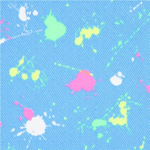 paint splotch twill blue fabric from Japan