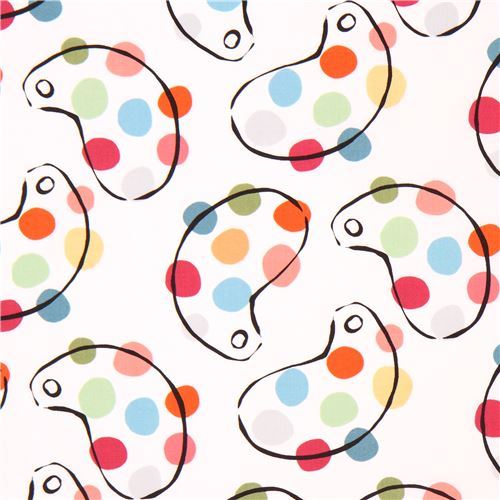 white cute palette colorful circle fabric by Andover An American in Paris