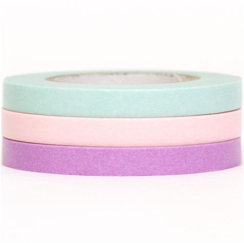 slim mt Washi Masking Tape deco tape set 3pcs turquoise pink