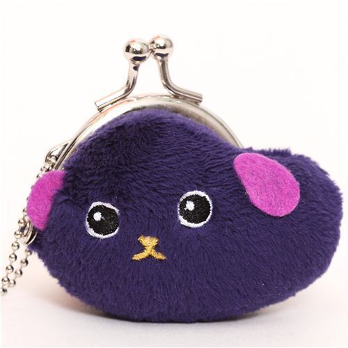 dark purple Mameshiba bean dog plush wallet charm