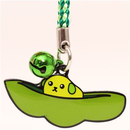 kawaii green Mameshiba bean dog in soy bean charm