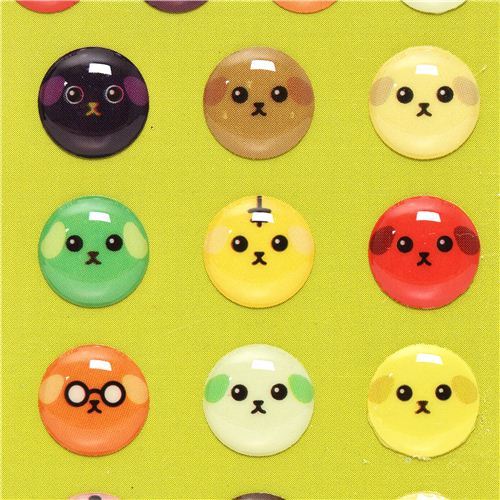 round Mameshiba bean dog epoxy stickers button stickers