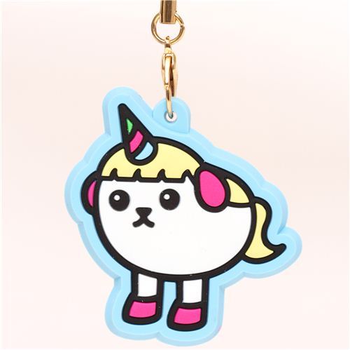 blue Mameshiba unicorn bean dog rubber charm