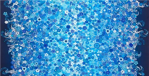 Effervescence Digital Robert Kaufman fabric with circles in blue