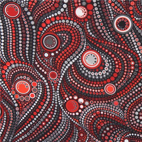 Robert Kaufman Effervescence Digital fabric with red dots