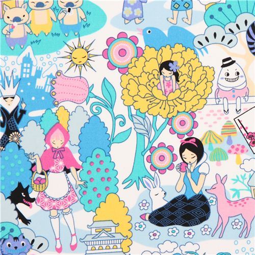 kawaii Japanese Anime fairy tale fabric blue Snow White