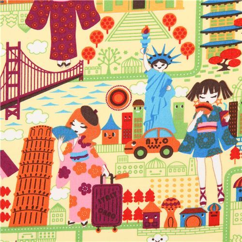 yellow travel anime Asia fabric Trans-Pacific Textiles USA