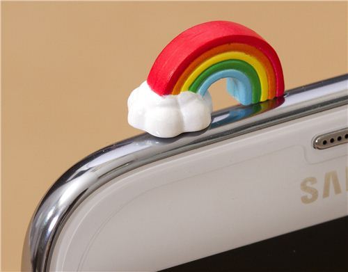 cute rainbow mobile phone plugy earphone jack accessory