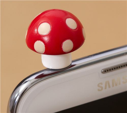 mushroom toadstool mobile phone plug earphone jack accessory