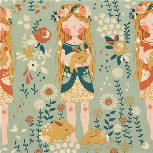 sea green flower girl organic fabric birch Fort Firefly