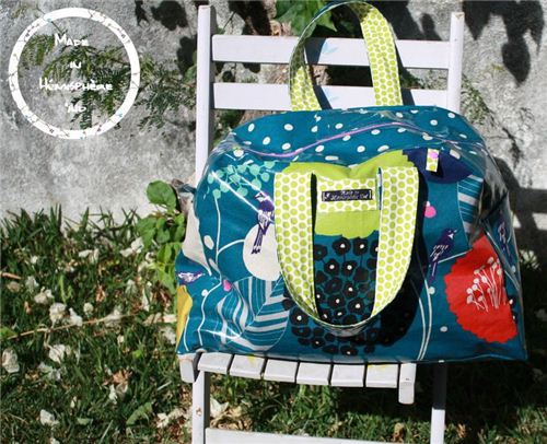 Made in Hémisphère Sud sewed a cool big bag with our echino fabric