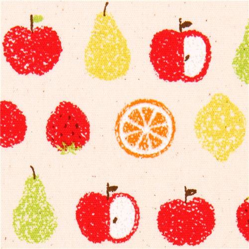 natural-colored fruit apple pear poplin fabric Cosmo Japan