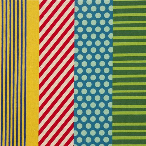 echino laminate stripes fabric kikka yellow-red-blue