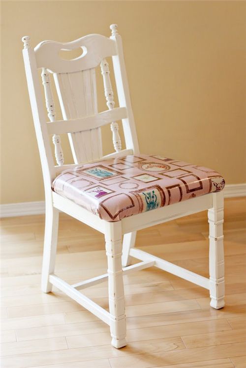 A great project: Sew Much Ado reupholstered chairs with laminate fabric