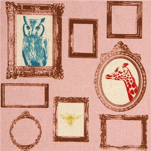old rose echino laminate fabric Frame owl giraffe deer