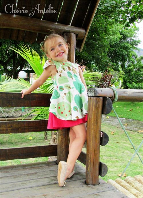 Cherie AMelie from Portugal made this adorable dress for girls with our Kokka fabric