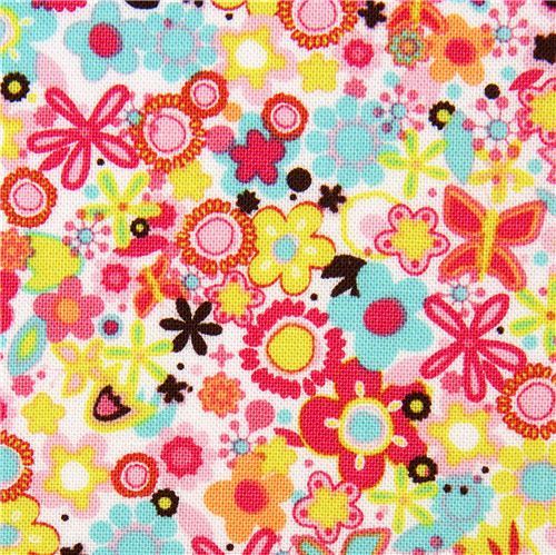 white Michael Miller fabric with many small flowers