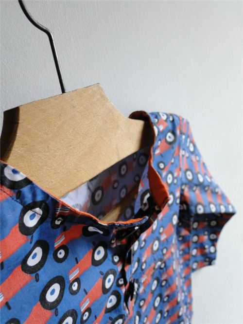 Our monaluna tractor organic fabric is really a fun design to make boy's clothing