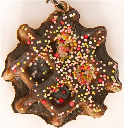 chocolate waffle squishy charm with sprinkles