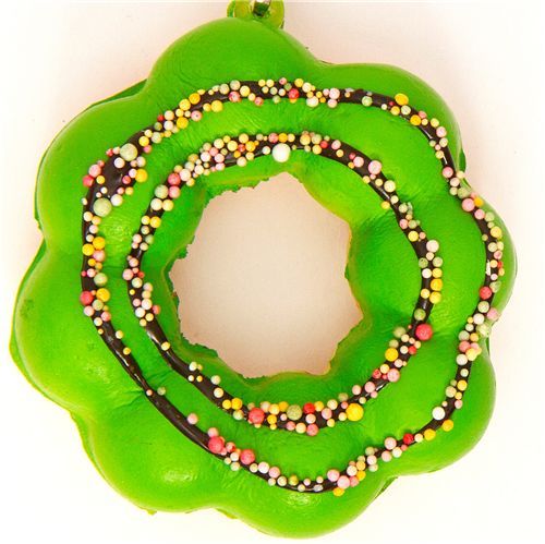 green flower donut squishy charm with sprinkles
