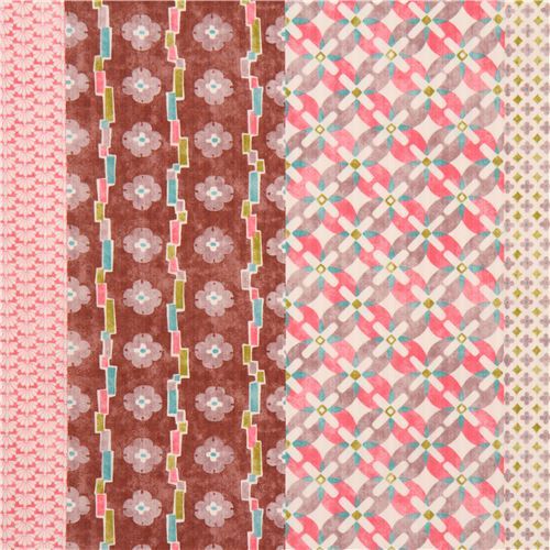 colorful structured pretty stripe light cream flower dobby fabric from Japan