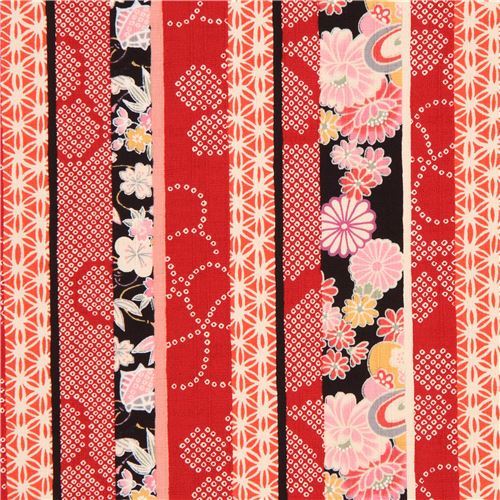 colorful structured stripe blossom flower leaf dobby fabric from Japan