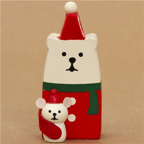 Santa Claus polar bear and white mouse Christmas card holder