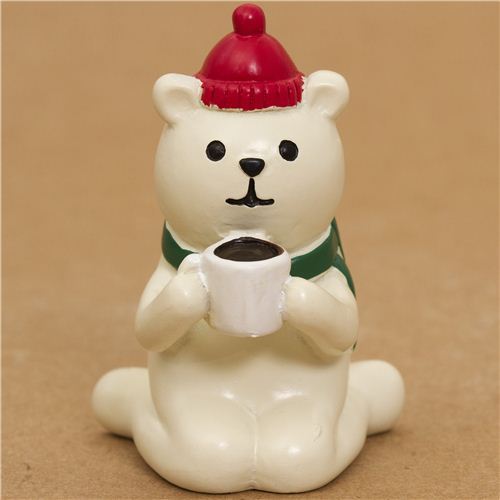 cute Christmas bear figure with hot chocolate from Japan