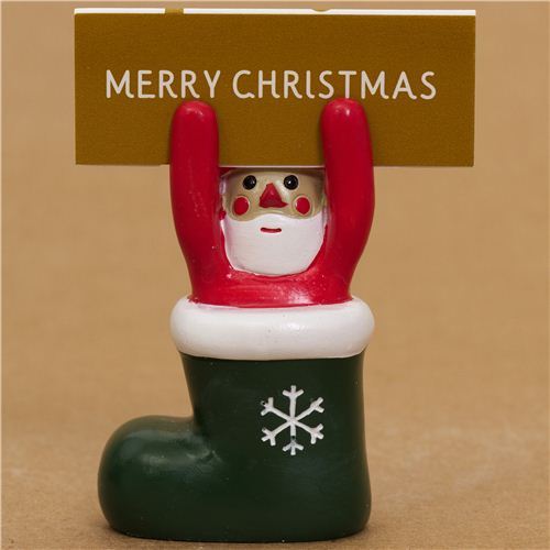 cute Santa Claus in boot Christmas card holder from Japan