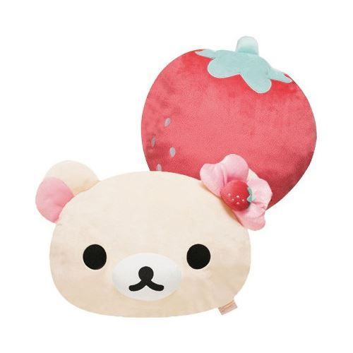 big Korilakkuma white bear head strawberry reversible plushie pillow by San-X
