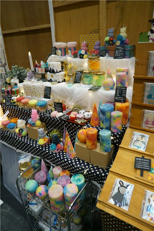Colorful candles on display