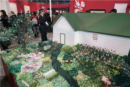 Fabric was used to create the garden!