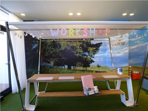 This looks so inviting: One of the crafting tables for the participants