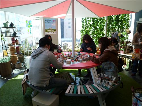 Participants of the workshop being creative